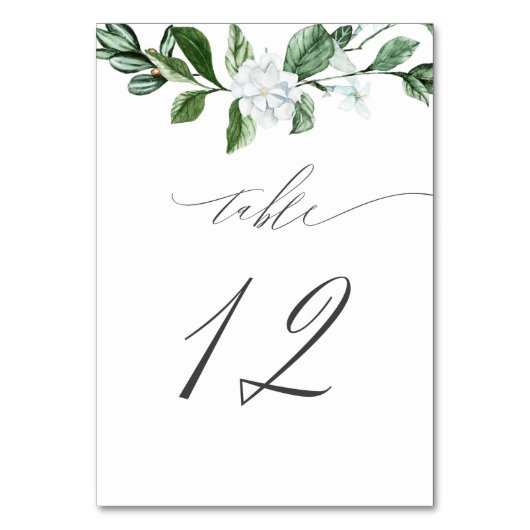 セージモダングリーンリーホワイトフローラNo 12結婚's テーブルナンバー (正面)