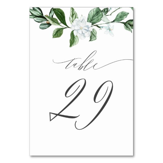 セージモダングリーンリーホワイトフローラNo 29 結婚's テーブルナンバー (正面)