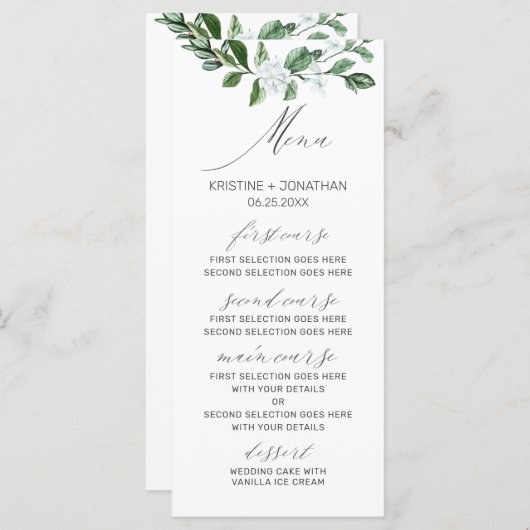 セージモダングリーンリー白フローラ結婚ズ メニュー (正面/裏面)