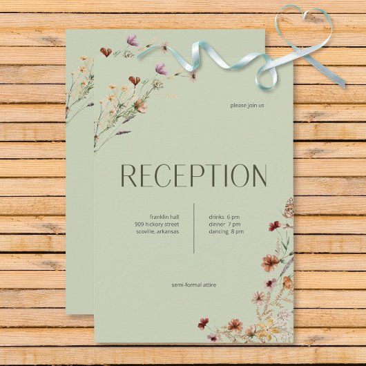 セージモダングリーンワイルドフラワーブーケ披露宴 エンクロージャーカード