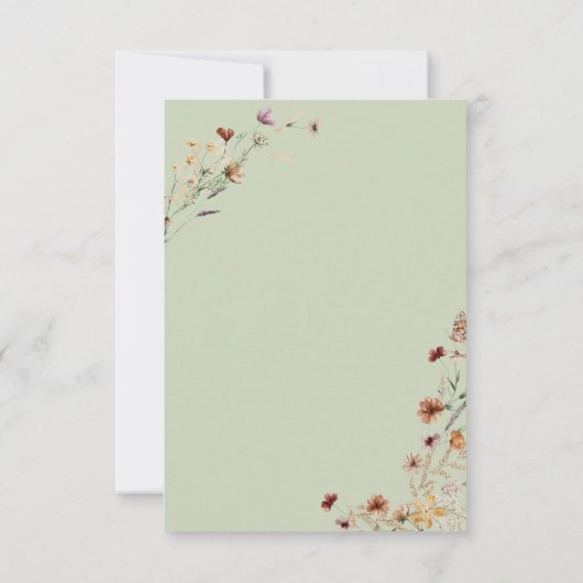 セージモダングリーンワイルドフラワーブーケ結婚ーズ 出欠カード (裏面)