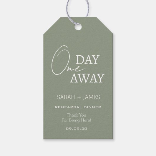 セージモダングリーンワンデイリハーサル遠くにディナー ギフトタグ (正面)