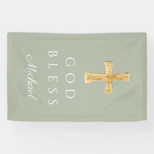 セージモダングリーン宗教十字神祝福 横断幕 (横)
