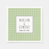 セージモダングリーン幾何タイポグラフィ結婚ズ スタンダードカクテルナプキン (正面)
