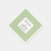 セージモダングリーン幾何タイポグラフィ結婚ズ スタンダードカクテルナプキン (角)