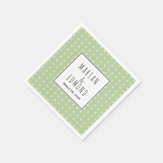 セージモダングリーン幾何タイポグラフィ結婚ズ スタンダードカクテルナプキン (角)
