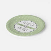 セージモダングリーン幾何タイポグラフィ結婚ズ ペーパープレート (アングル)