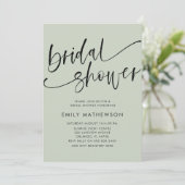 セージモダングリーン書道ブライダルシャワー 招待状 (スタンド正面)