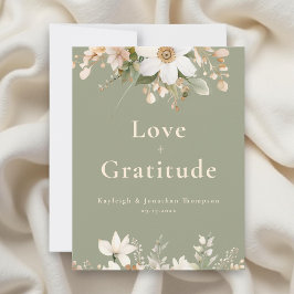 セージモダングリーン水カラー結婚フローラ サンキューカード