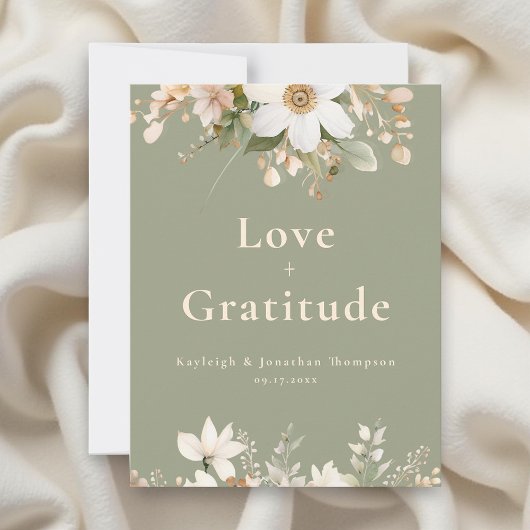 セージモダングリーン水カラー結婚フローラ サンキューカード