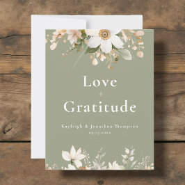 セージモダングリーン水カラー結婚フローラ サンキューカード