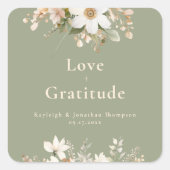 セージモダングリーン水カラー結婚フローラ スクエアシール (正面)