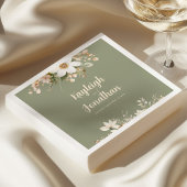 セージモダングリーン水カラー結婚フローラ スタンダードカクテルナプキン