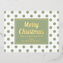 セージモダングリーン水玉模様クリスマス金ゴールド