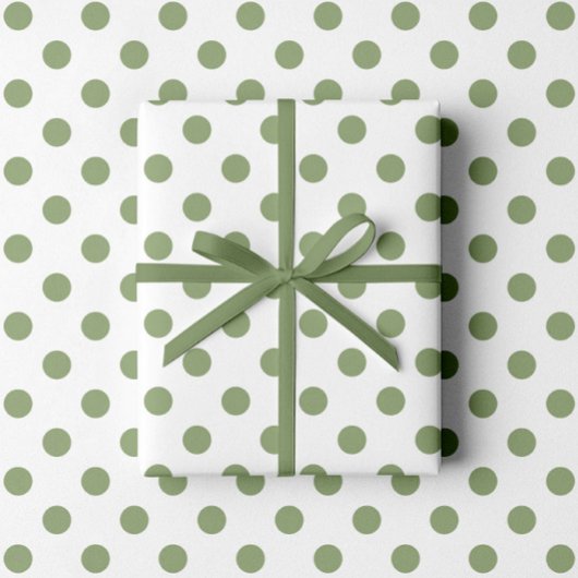 セージモダングリーン水玉模様パターン ラッピングペーパー