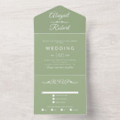セージモダングリーン白タイポグラフィ結婚ズ オールインワン招待状 (内側)
