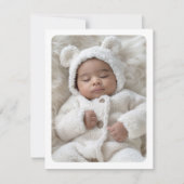セージモダングリーン白新生児誕生写真 案内状 (正面)