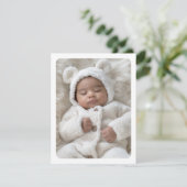 セージモダングリーン白新生児誕生写真 案内状 (スタンド正面)