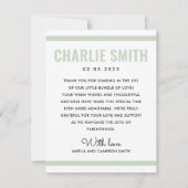 セージモダングリーン白新生児誕生写真 案内状 (裏面)