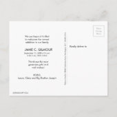 セージモダングリーン第2ベビー誕生写真コラージュ 案内ポストカード (裏面)