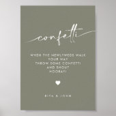 セージモダングリーン紙吹雪送信の結婚サイン ポスター (正面)