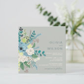 セージモダングリーン結婚フローラ 招待状 (スタンド正面)