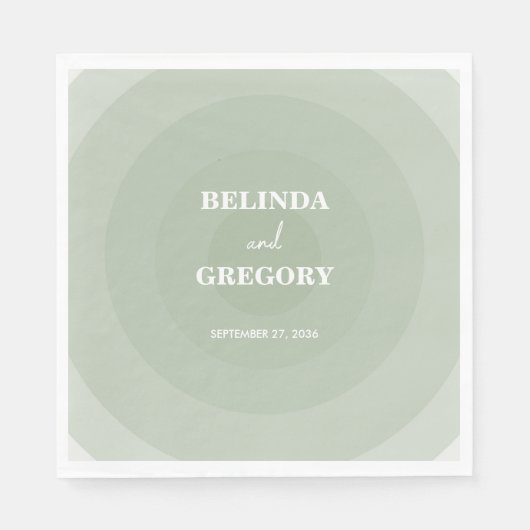 セージモダングリーン結婚モノグラム スタンダードランチョンナプキン (正面)