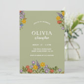 セージモダングリーン誕生日フローラグエレガントレリー 招待状 (スタンド正面)