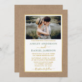 セージモダングリーン金ゴールドクラフト結婚ズ 招待状 (正面/裏面)