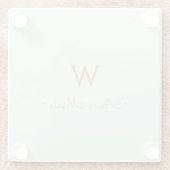 セージモダングリーン金ゴールドスクリプトモノグラム ガラスコースター (裏面)