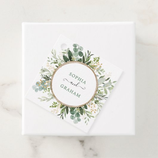 セージモダングリーン金ゴールドユーカリプトゥスウェディングパーティー フェイバータグ (インサイチュ)