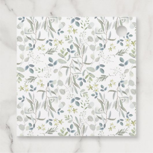 セージモダングリーン金ゴールドユーカリプトゥスウェディングパーティー フェイバータグ (裏面)