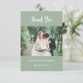 セージモダングリーンQR結婚の写真サンキューカード 招待状 (スタンド正面)