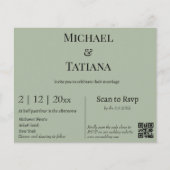 セージモダングリーンrsvp qrコード結婚式招待状 (正面)