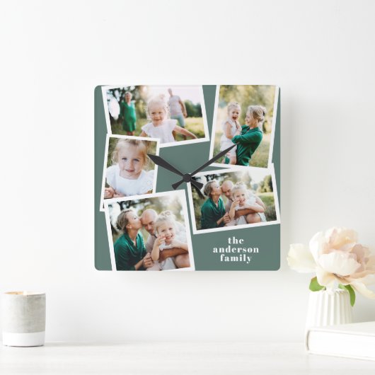 セージモダング数々のリー写真ファミリーホームデコナー スクエア壁時計 (ホーム)