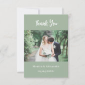 セージモダング結婚リーンの写真サンキューカード 招待状 (正面)
