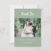 セージモダング結婚リーンの写真サンキューカード 招待状 (正面)