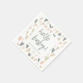 セージモダンハート男女兼用ベビーシャワー スタンダードカクテルナプキン (角)