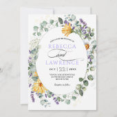 セージモダンパープル花模様結婚式招待状 招待状 (正面)