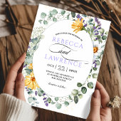 セージモダンパープル花模様結婚式招待状 招待状