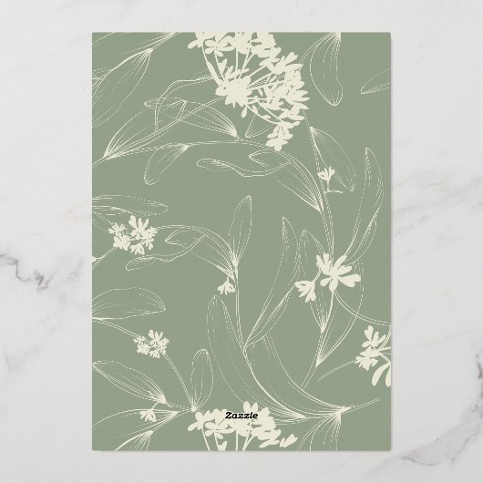 セージモダンフローラブライダルシャワーフォイル招待状 箔招待状 (裏面)