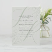 セージモダンミニマルタイポグラフィフローラ結婚ズ 招待状 (スタンド正面)