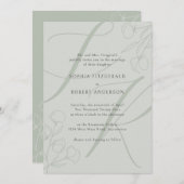セージモダンミニマルタイポグラフィフローラ結婚ズ 招待状 (正面/裏面)