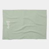 セージモダン・グパーソナライズされたリーン・モノグラムと名前 キッチンタオル (横)