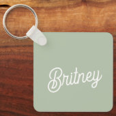 セージモダン・グパーソナライズされたリーン・モノグラムと名前 キーホルダー (正面)