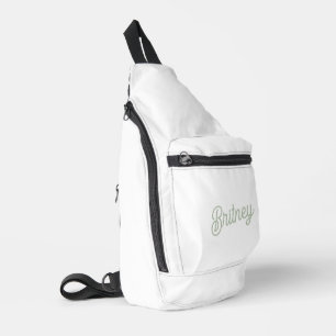 セージモダン・グパーソナライズされたリーン・モノグラムと名前 スリングバッグ