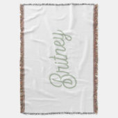 セージモダン・グパーソナライズされたリーン・モノグラムと名前 スローブランケット (正面縦)