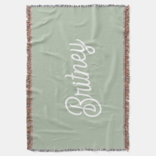 セージモダン・グパーソナライズされたリーン・モノグラムと名前 スローブランケット (正面縦)