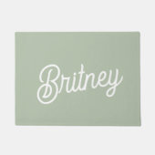 セージモダン・グパーソナライズされたリーン・モノグラムと名前 ドアマット (正面)