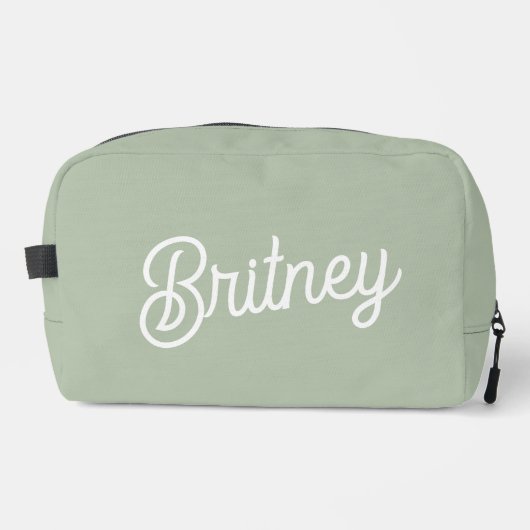 セージモダン・グパーソナライズされたリーン・モノグラムと名前 ドップキット (正面)
